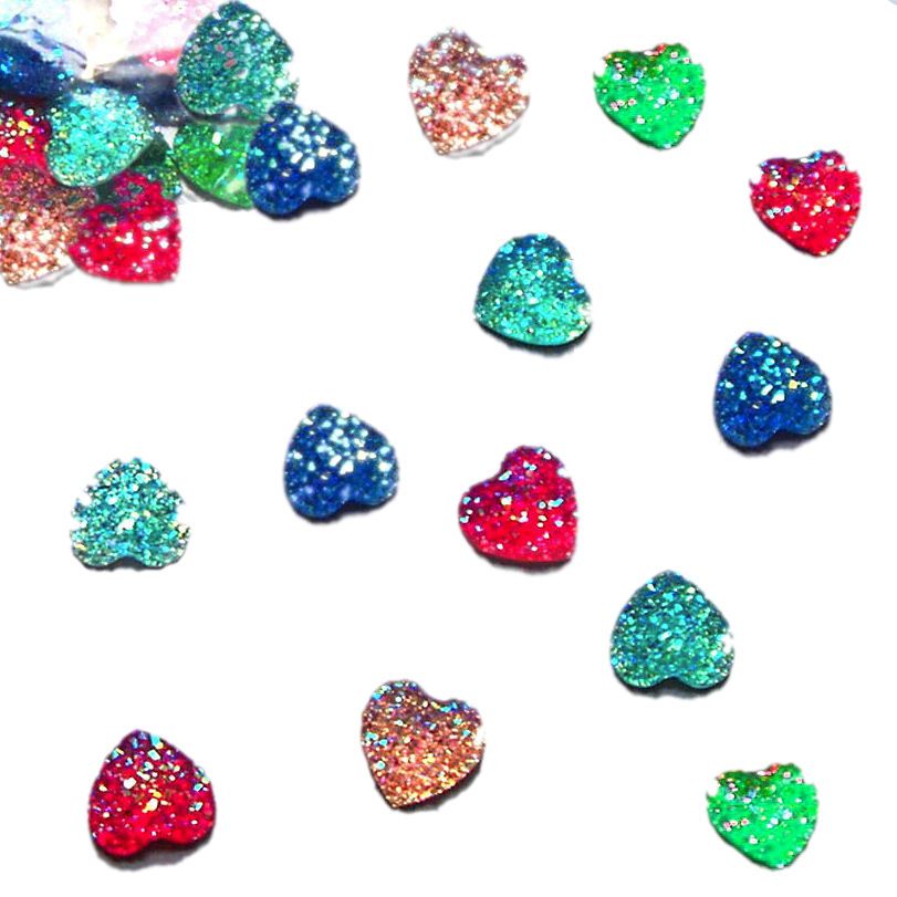 Sparkly Acrylic Hearts Embellishments in Assorted Shades