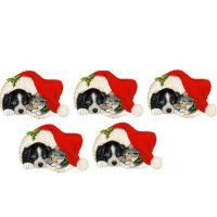 Christmas Kitten and Puppy Santa Hat Card Toppers