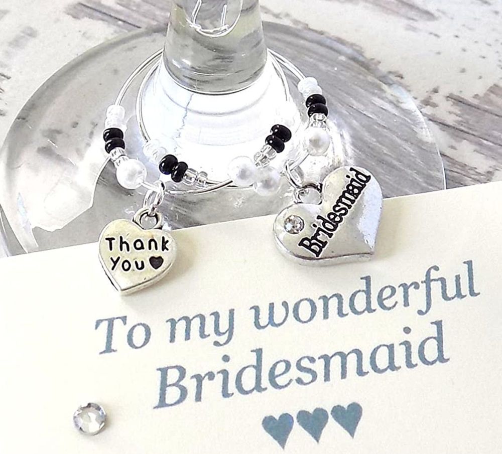 Bridesmaid Gift, Personalised Wine Glass Charms