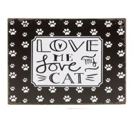 Cat Paw Print Metal Plaque - Love me Love my Cat