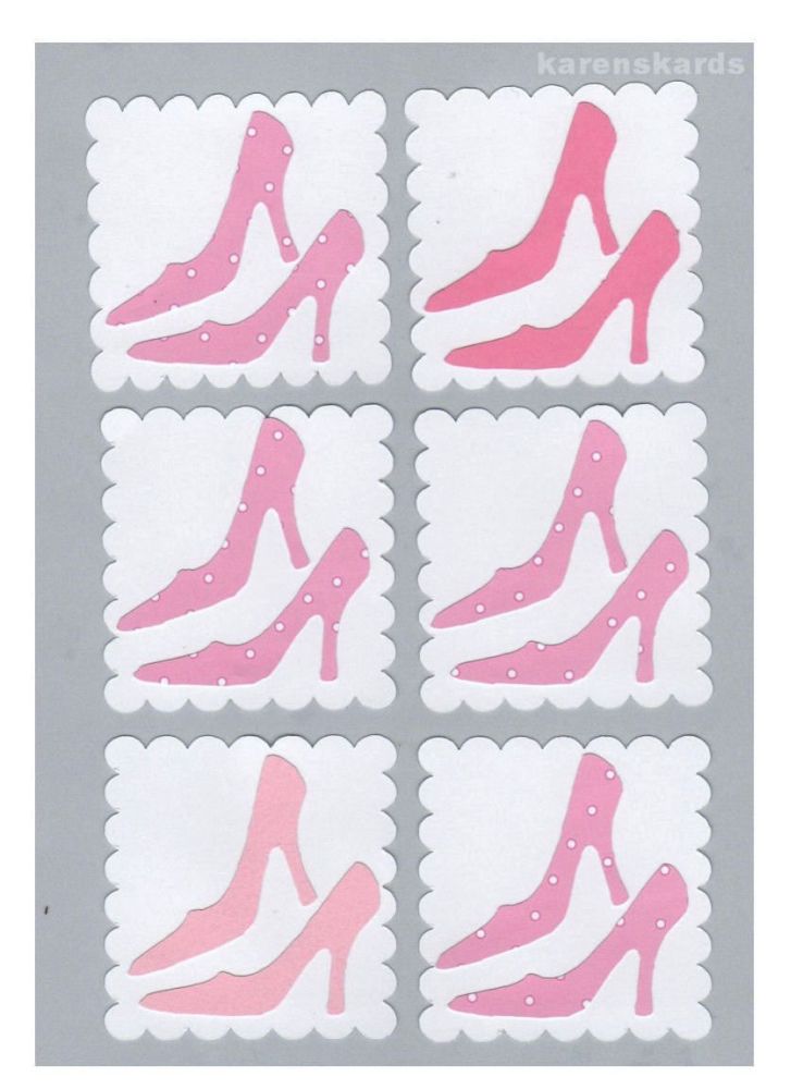 High Heels Stiletto Card Toppers, Pink and White x 6