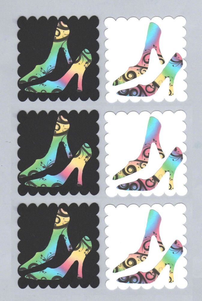 High Heels Stiletto Card Toppers, Rainbow Swirl x 6