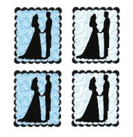 Blue Swirl Bride and Groom Flat Card Making Toppers
