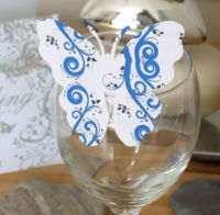 Butterfly Embellishments, Blue Swirl Design x 10 