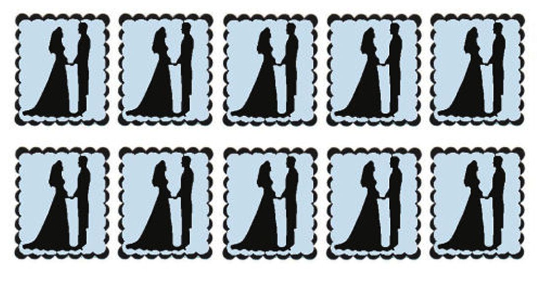 Light Blue Bride and Groom Flat Card Making Toppers