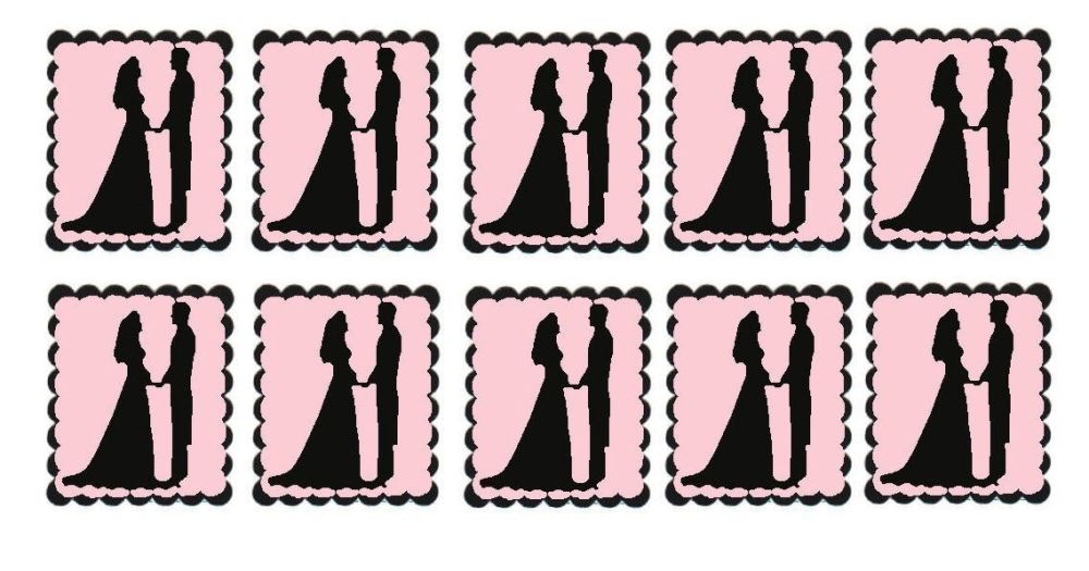 Light Pink Bride and Groom Flat Card Making Toppers