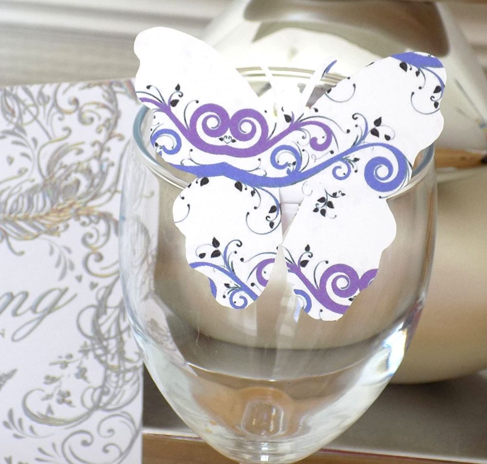 Butterfly Embellishments, Lilac Swirl Design x 10 