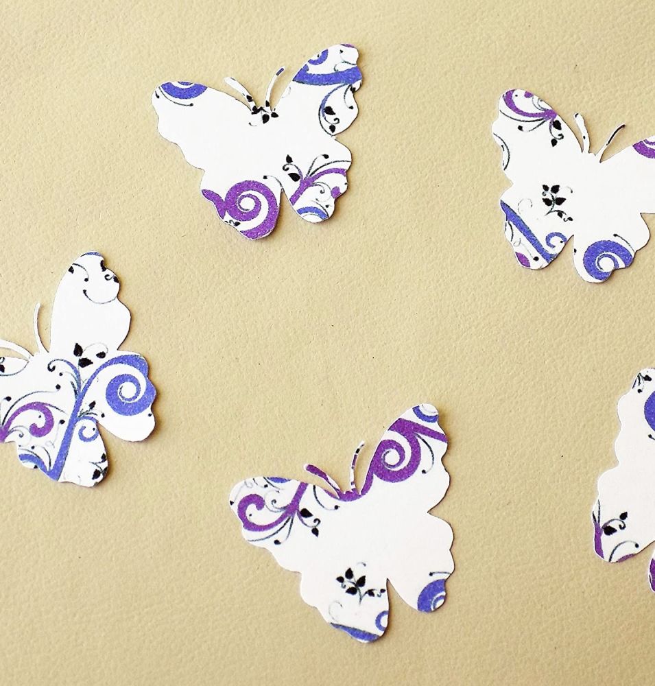 Butterfly Embellishments, Lilac Swirl Design x 30