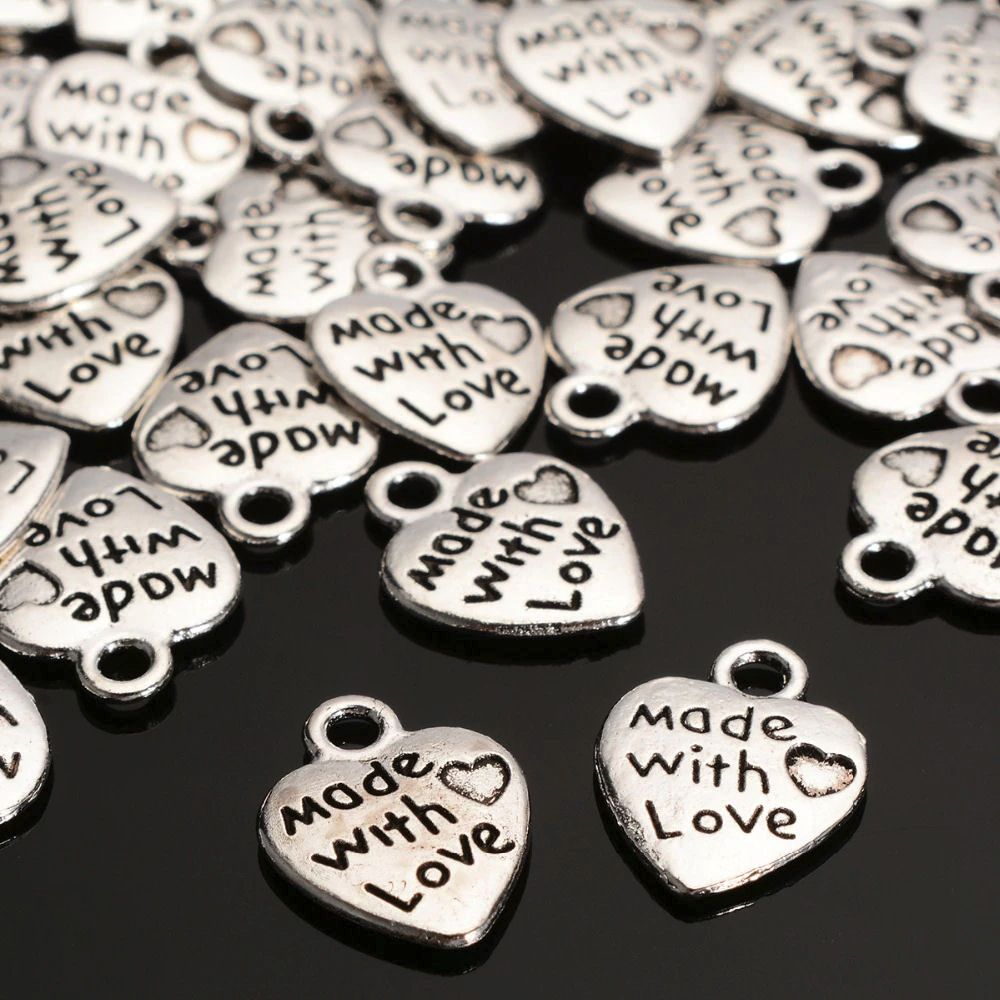 Silver Made With Love Charms