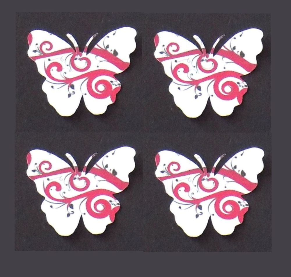 Butterfly Embellishments, Red Swirl Design x 30