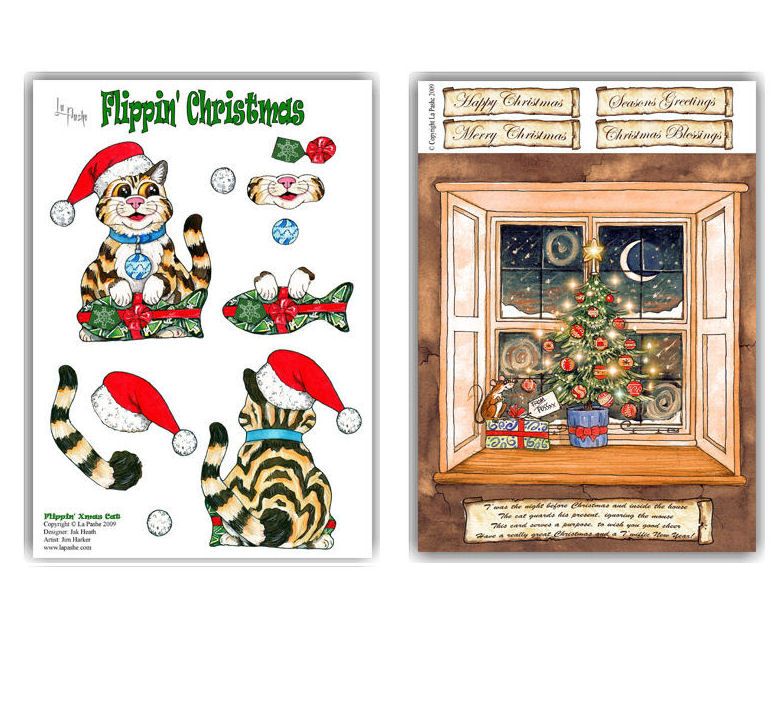 Flippin Christmas A4 Decoupage & Backing Paper Set - Cat