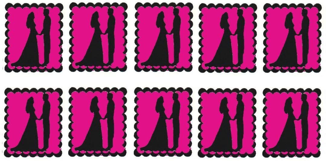 Dark Pink Bride and Groom Flat Card Making Toppers
