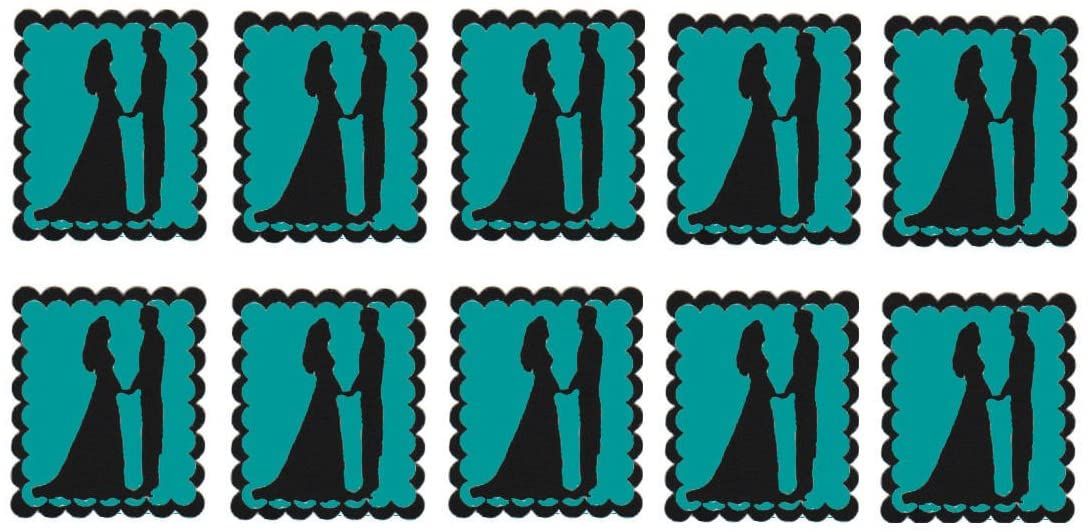Turquoise Bride and Groom Flat Card Making Toppers