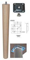 330mm Beech Tapered Leg w/ Level Fixing Plate
