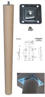 390mm Beech Tapered Leg w/ Angled Fixing Plate