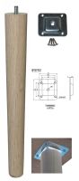 330mm Oak Tapered Leg w/ Level Fixing Plate