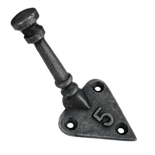 Arts & Crafts Coat Hook '5' - Cast Iron A/I