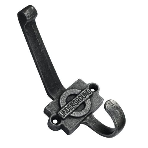 2-Part Coat Hook w/ London Underground - Cast Iron A/I