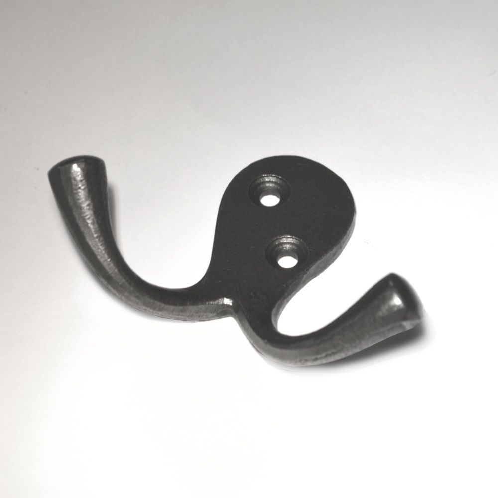 Small Double Robe Hook - 50mm Cast Iron A/I