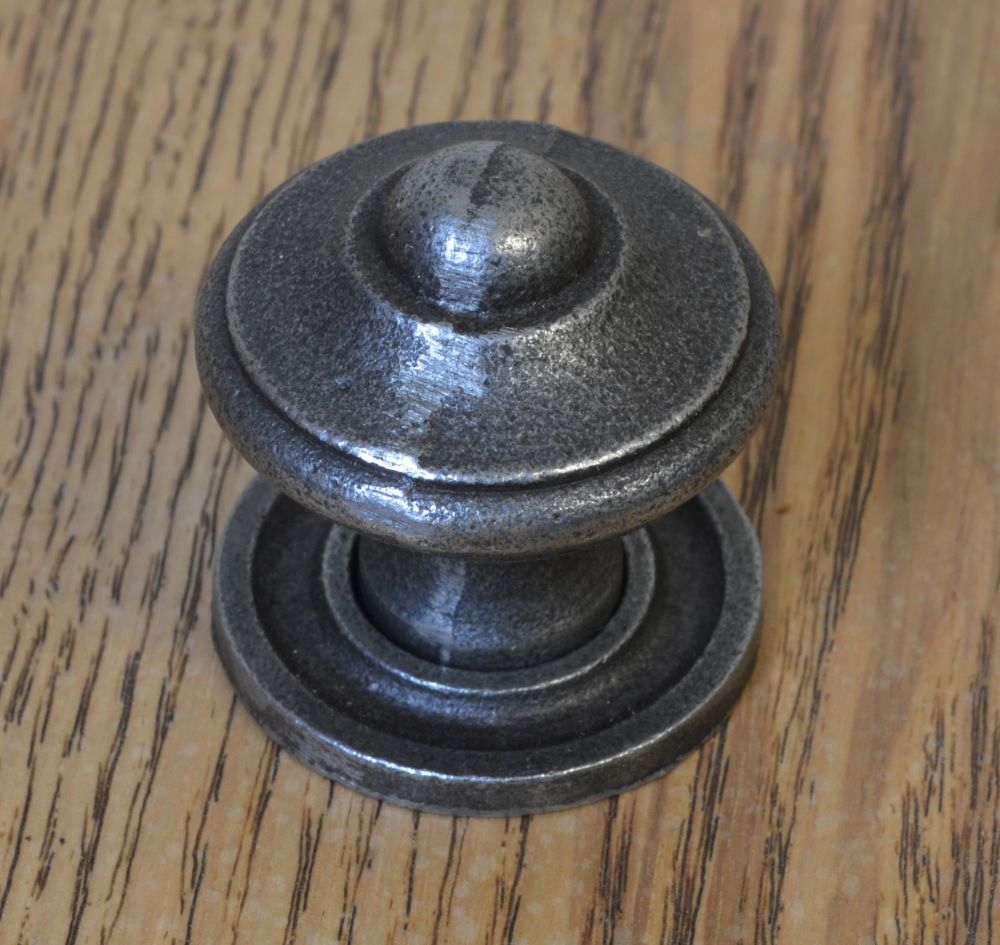 Cast Iron Domed Knob w/ Back Plate - 35mm Diameter