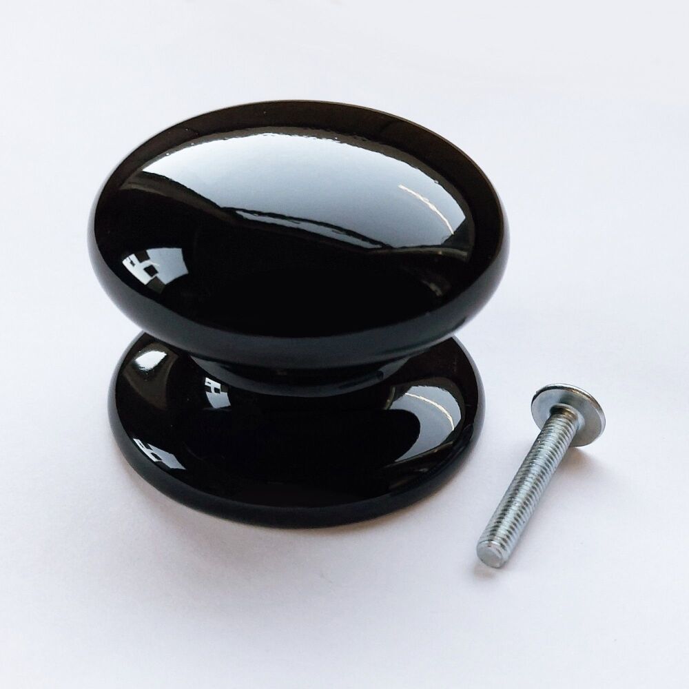 Ceramic Drawer Knob (Black) - 49mm