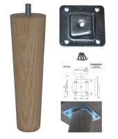 TLO-150+A  150mm Oak Tapered Leg w/ Angled Fixing Plate