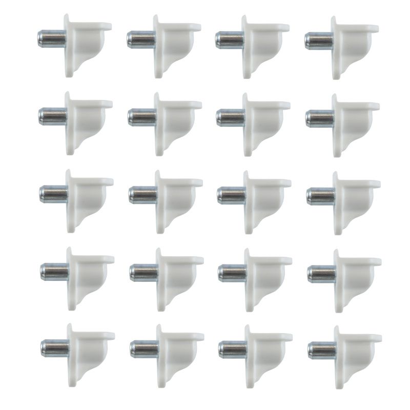 Plastic Shelf Stud (White) w/ Pin - 5mm - Pack of 20