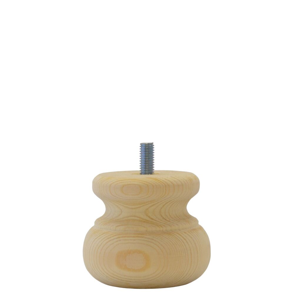 PMB66DS - Small Pine Moulded Bun Foot w/ Dowel Screw - 66*56mm