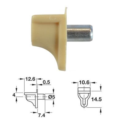 5mm Plastic Shelf Stud (Beige) w/ Galvanised Pin