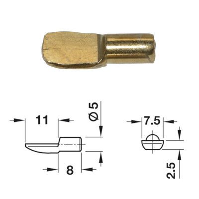 Electro-Brass Plated Stud - 5mm