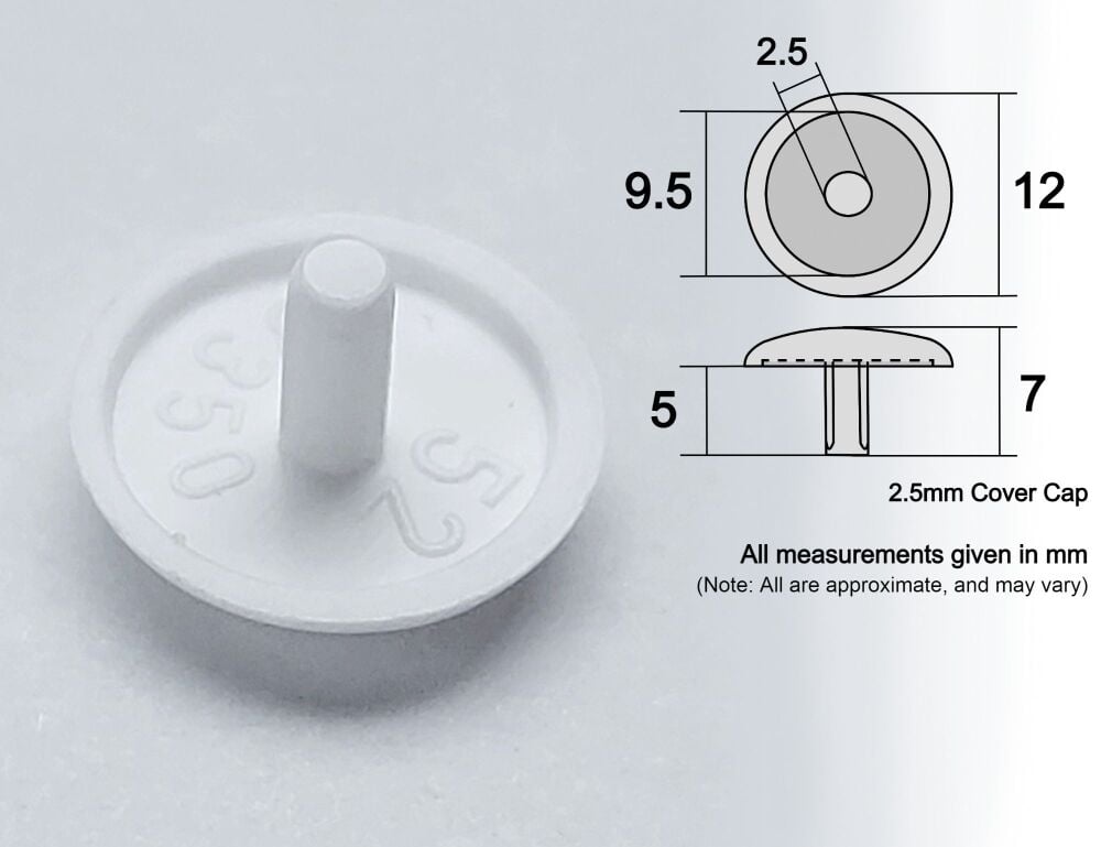2.5mm Cover Caps (White) - Pack of 50