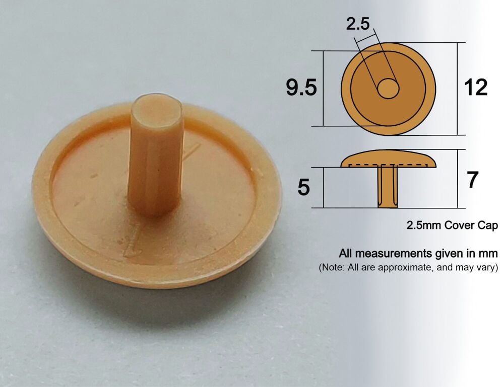 2.5mm Cover Caps (Pine) - Pack of 50