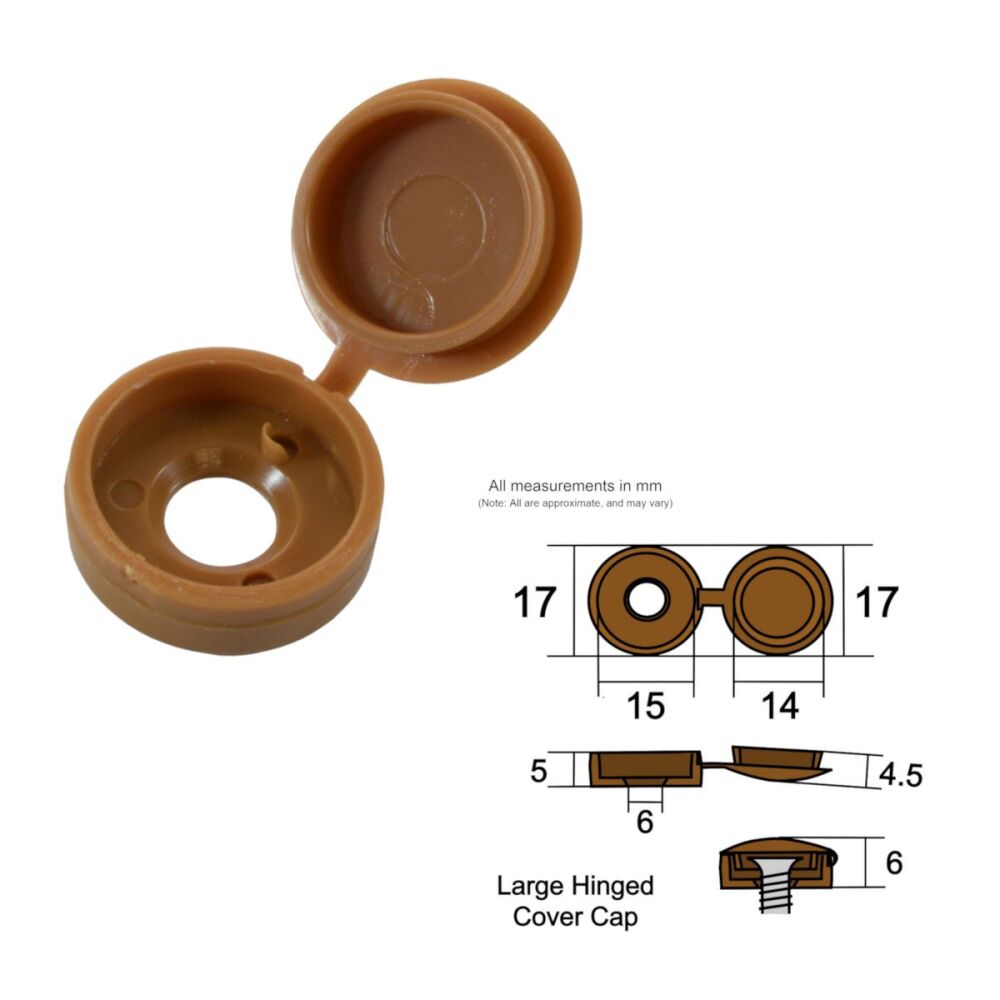 Large Hinged Screw Cover (Light Brown) - Pack of 100