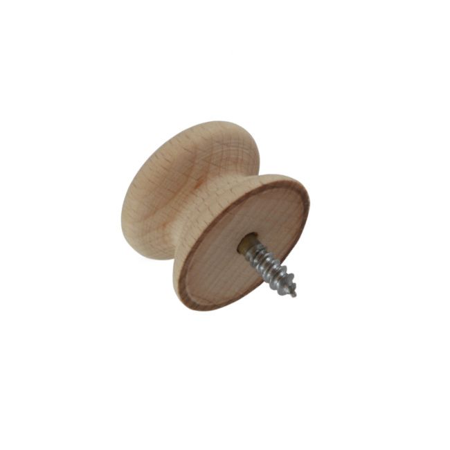 Beech Knob w/ Screw Insert - 25mm - Box of 250