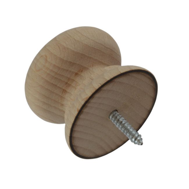 Beech Knob w/ Screw Insert - 40mm - Box of 250