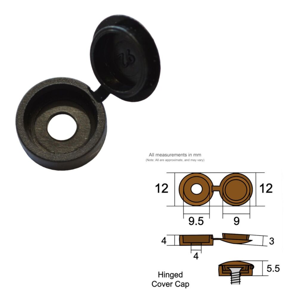 Grey 4mm Screw Cover - 18mm Cap - Pack of 10