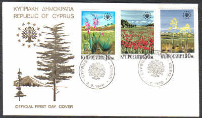 Cyprus Stamps SG 348-50 1970 Flowers - Official FDC