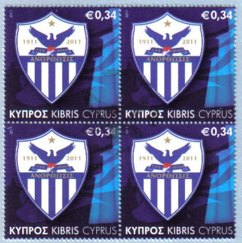 Cyprus Stamps SG 1237 2011 Centenary of the founding of Anorthosis Famagusta Athletic and Cultural Club - Block of 4 CTO USED (e665)