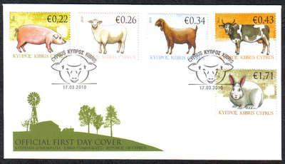 Cyprus Stamps SG 1212-16 2010 Domestic Animals - Official FDC