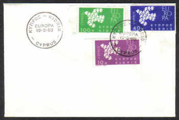 Cyprus Stamps SG 206-08 1962 Europa Doves - Unofficial FDC (c451)