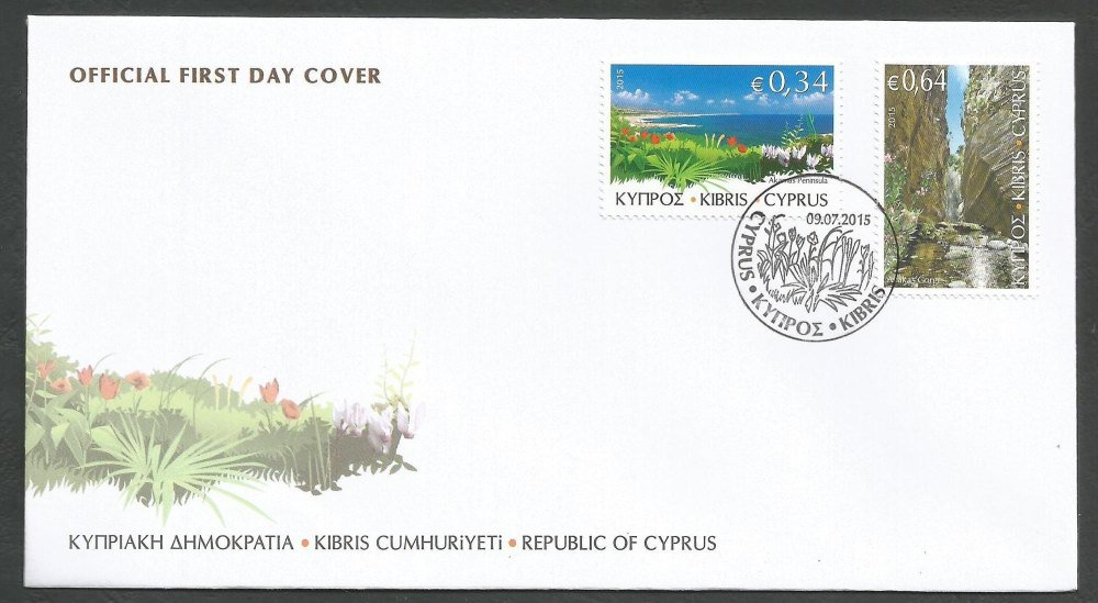 Cyprus Stamps SG 1371-72 2015 The Beauty of Akamas - Official FDC