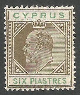 Cyprus Stamps SG 067 1904 Six Piastres King Edward VII - MH (k165)