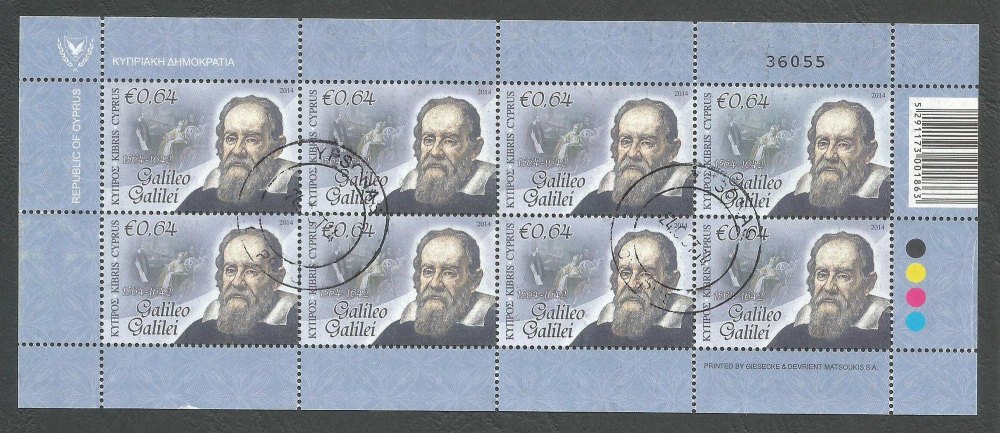 Cyprus Stamps SG 2014 (d) Intellectual Pioneers 64c Galileo - Full sheet US