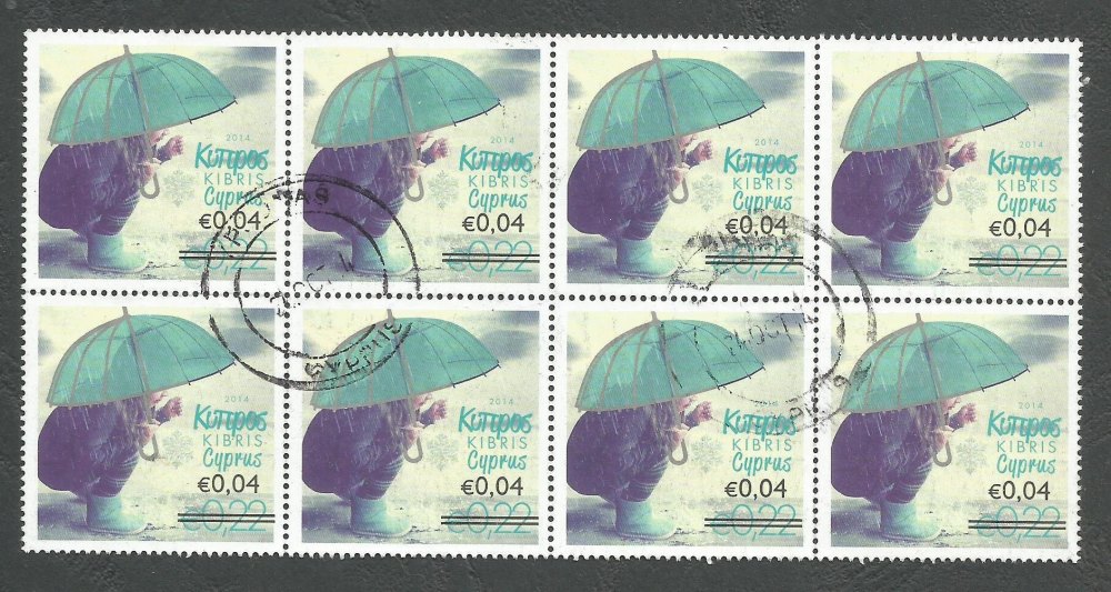 Cyprus Stamps SG 1327 2014 Overprints of "The four seasons" stamps 4c/22c - Full sheet USED (k201)