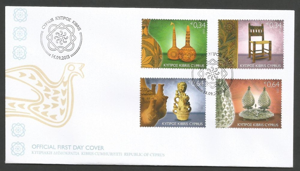 Cyprus Stamps SG 1378-81 2015 Traditional Cyprus Folk Art - Official FDC