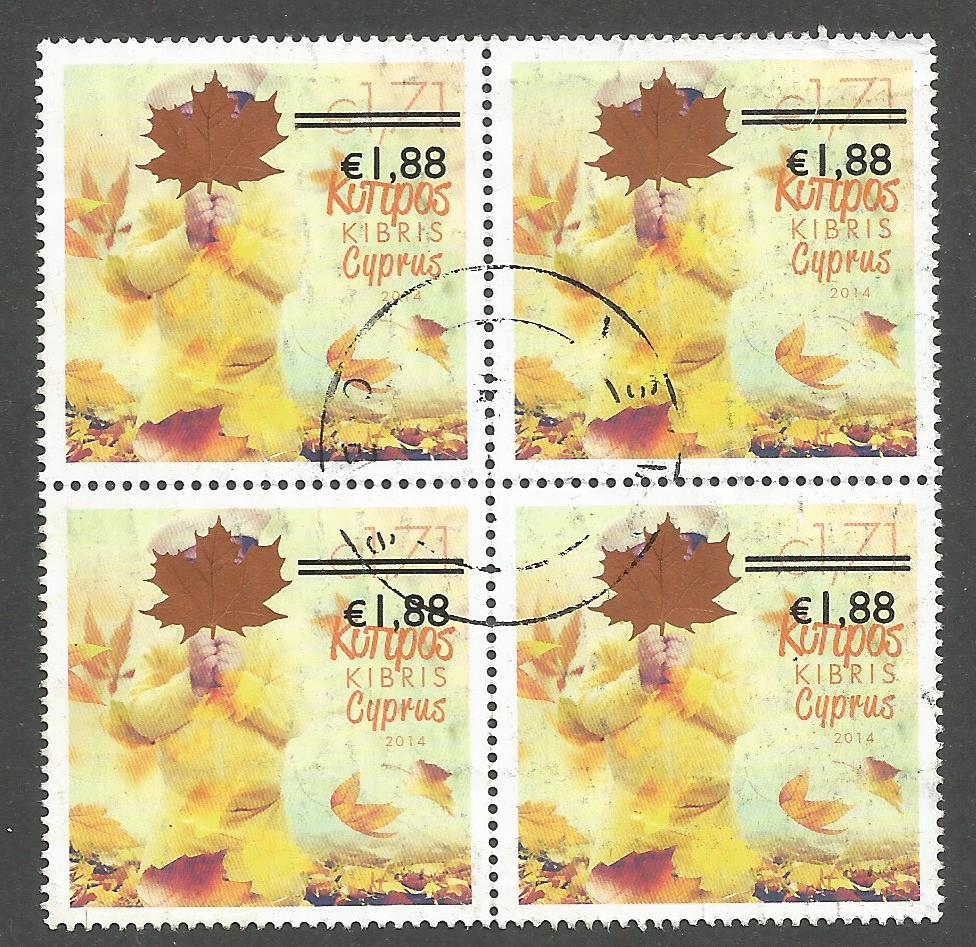 Cyprus Stamps SG 1329 2014 1.88c/1.71c Overprint - Block of 4 USED (k200)