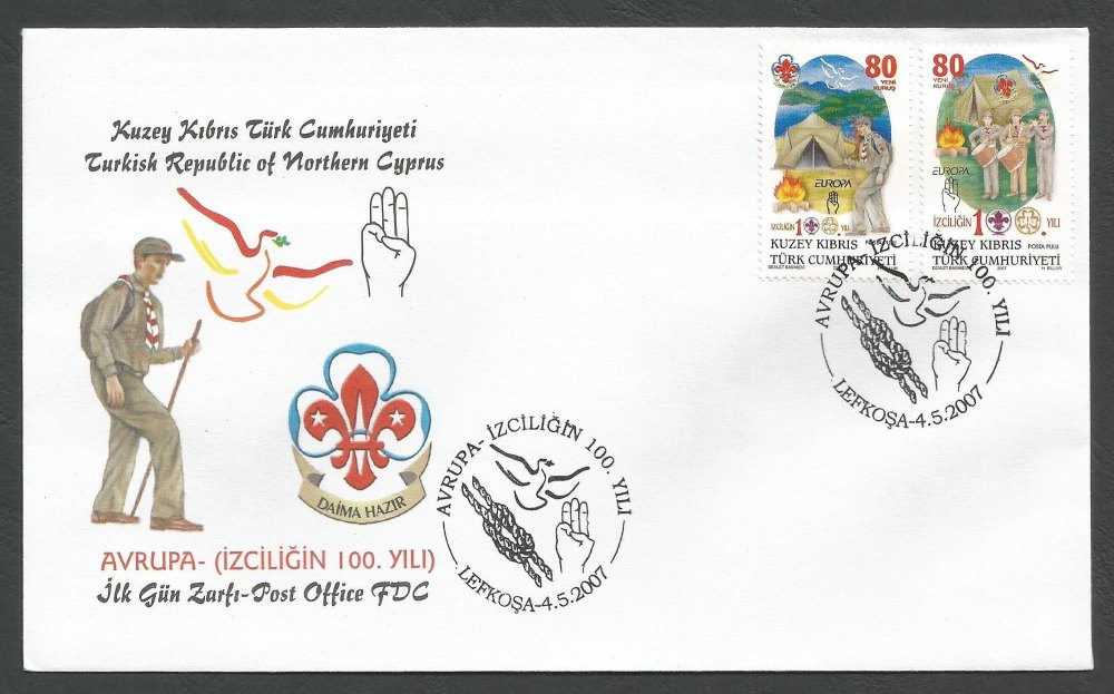 North Cyprus Stamps SG 651-52 2007 Centenary of Scouting - Official FDC