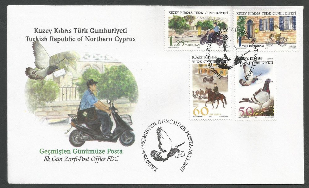 North Cyprus Stamps SG 660-63 2007 Post Office past and present - Official 