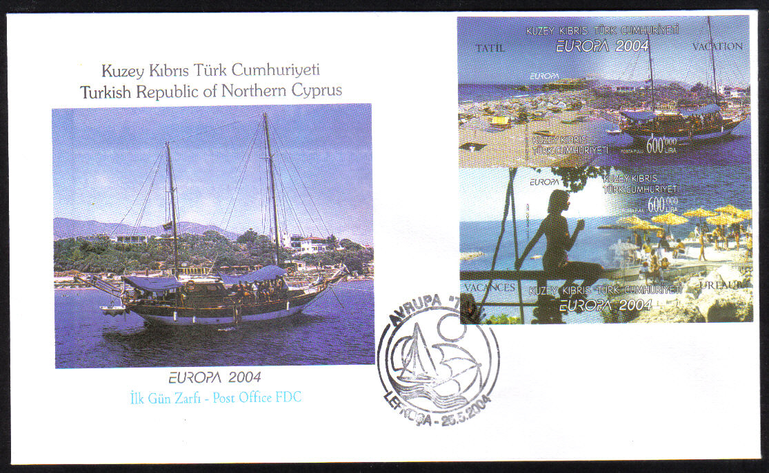 North Cyprus Stamps SG 588 MS 2004 Europa Holidays (Imperferated) - Officia