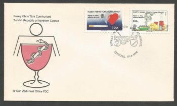 North Cyprus Stamps SG 273-74 1990 World Health day - Official FDC (b142)